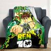 Ben 10 Characters And Placeholder On Green Background Cozy Customizable Blanket Customize Your Name Comfortable Texture Suitable For Sofa Couch Office