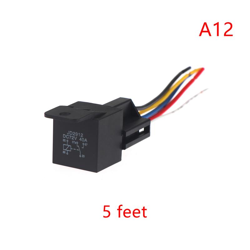 Universal 40A 12V-72V Automotive Relay 4/5Pin with Interlocking Socket for RV Truck Van Motorcycle Use