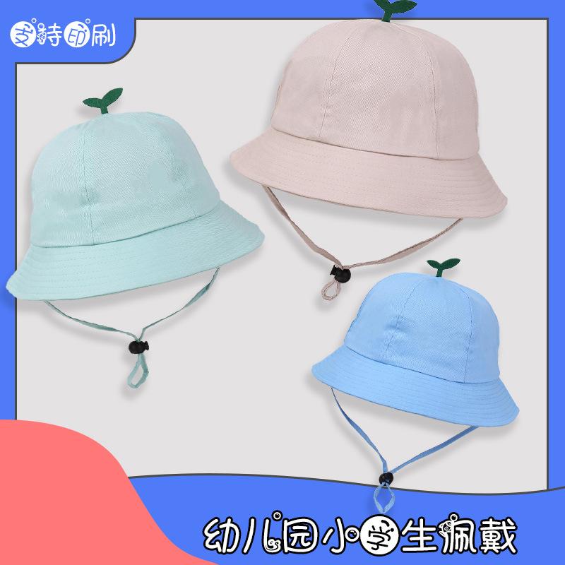Summer sunscreen visor baby spring summer kindergarten bucket hat boys and girls can customize logo small yellow hat