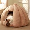 Thickened Round Semi-Enclosed Pet Bed Cats Dogs Winter Warm Washable Indoor Nest
