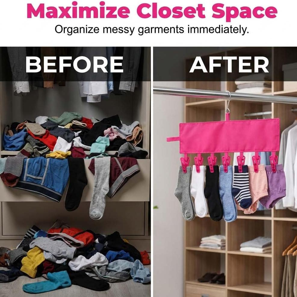 Lightweight Portable Folding Clothes Travel Hangers Laundry Hanging With 6 Clips For Cruise And Hotel Swimsuits Underwear Socks