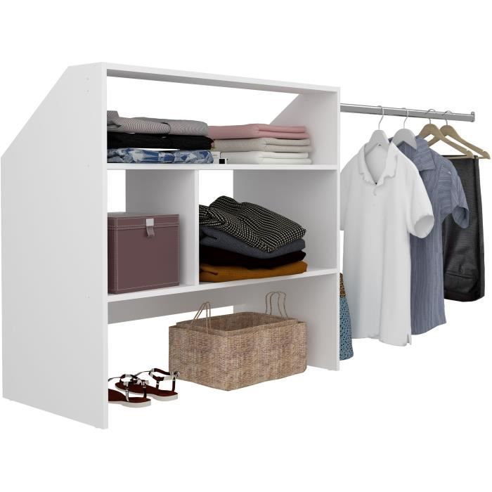 Kit dressing sous comble ARTIC - blanc - 1 penderie - L197 x P50 x H94 cm - Made in France