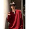 Vintage Striped Knit Henley Sweater Unisex Loose Fit Winter Casual Commute