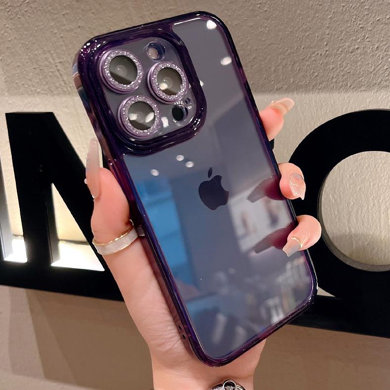 Роскошный прозрачный жесткий чехол с блестками и бриллиантами для iPhone 15 14 Pro Max 13 12 11, защитная крышка для объектива камеры