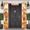 Fall Thanksgiving Door Banner Cartoon Couple Scarecrow 1 Pair Polyester 30x180cm Indoor Outdoor Decor