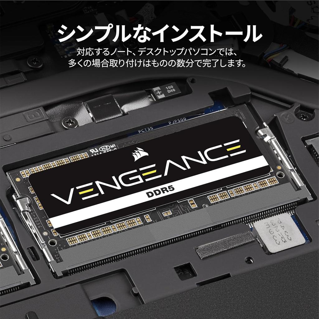 Оперативная память CORSAIR VENGEANCE DDR5 4800 МГц для ноутбука 64 ГБ x CMSX64GX5M2A4800C40 Черная, [2 32 ГБ] SO-DIMM, (ПК5-38400),