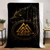 Golden Nordic Wolf Symbol Warm blanket Design Flannel blanket for bedroom, living room, sofa, and nap.