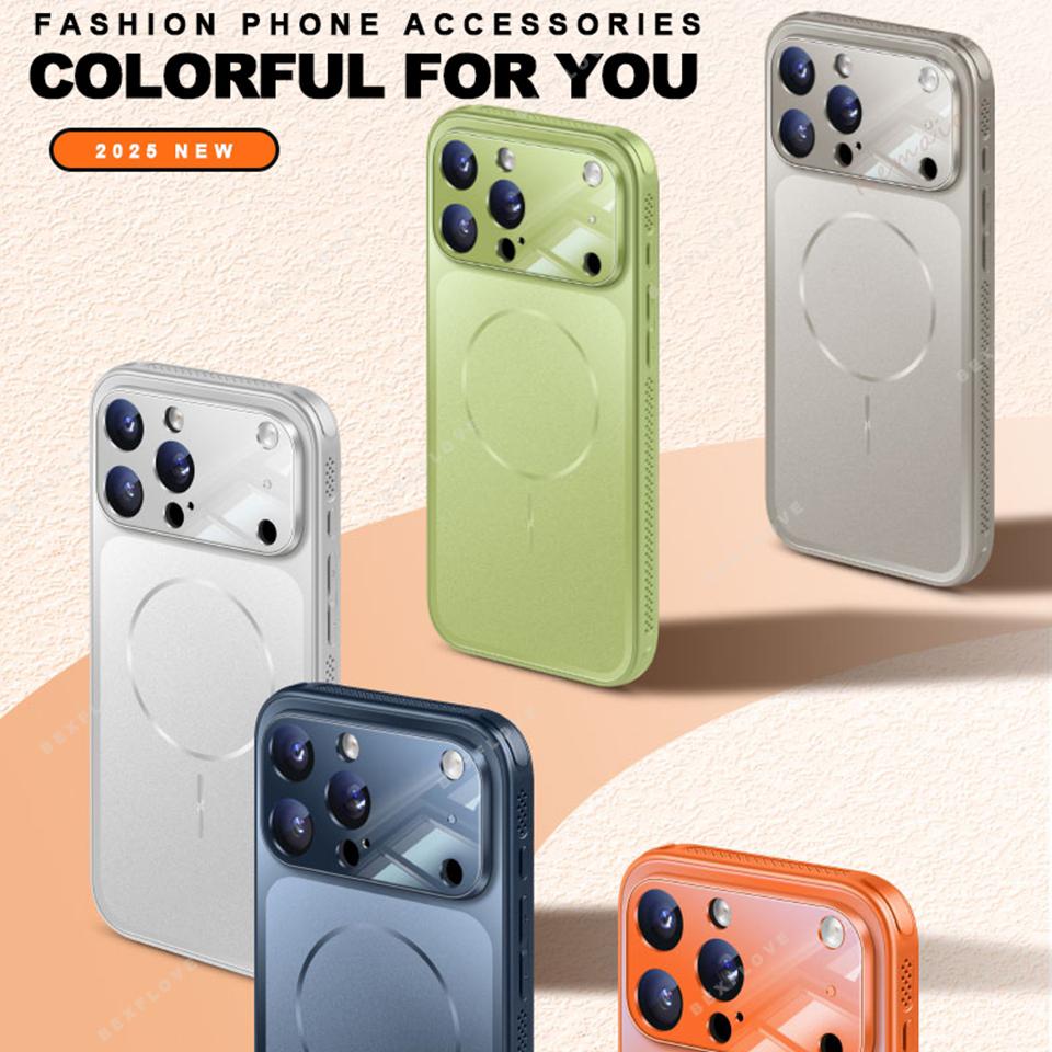 Матовый Магнитный Чехол из Стекла Corning для For Iphone 17 Air 14 1 16 12 13 Pro Max Plus Зарядка Ударопрочный Защитный Чехол
