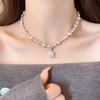 Жемчужное колье с цирконами для женщин Новая популярная высококачественная цепочка для свитера Аксессуар Легкая роскошь Стиль кубика сахара