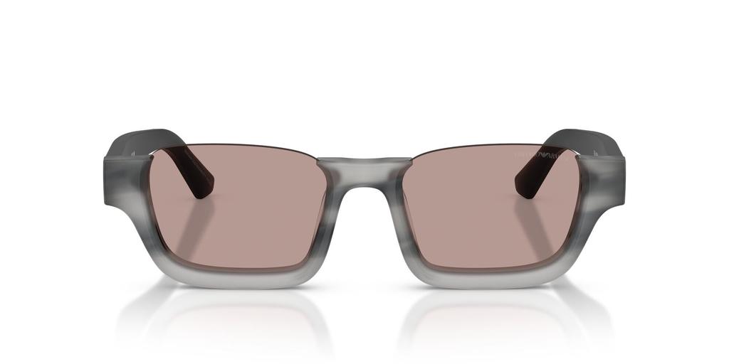 EMPORIO ARMANI striped havana purple lens width 0EA4268U sunglasses, unisex, frame/matte grey, lens/light brown, 58mm,