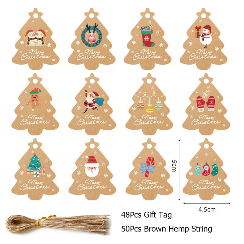 48 шт. Веселых рождественских бирок из крафт-бумаги, подарочных карточек, этикеток для самодельных бирок для упаковки подарков, декора