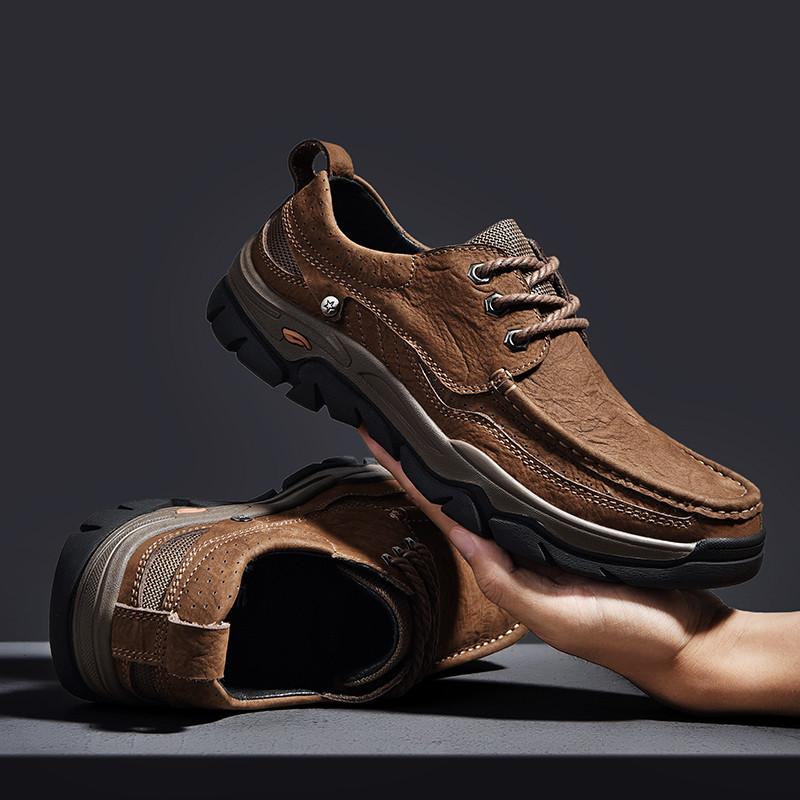 Outdoor Anti Slip and Wear-resistant Men's Workwear Shoes Fashionable New British Style Plus Size Mens Retro Casual Hiking Shoes