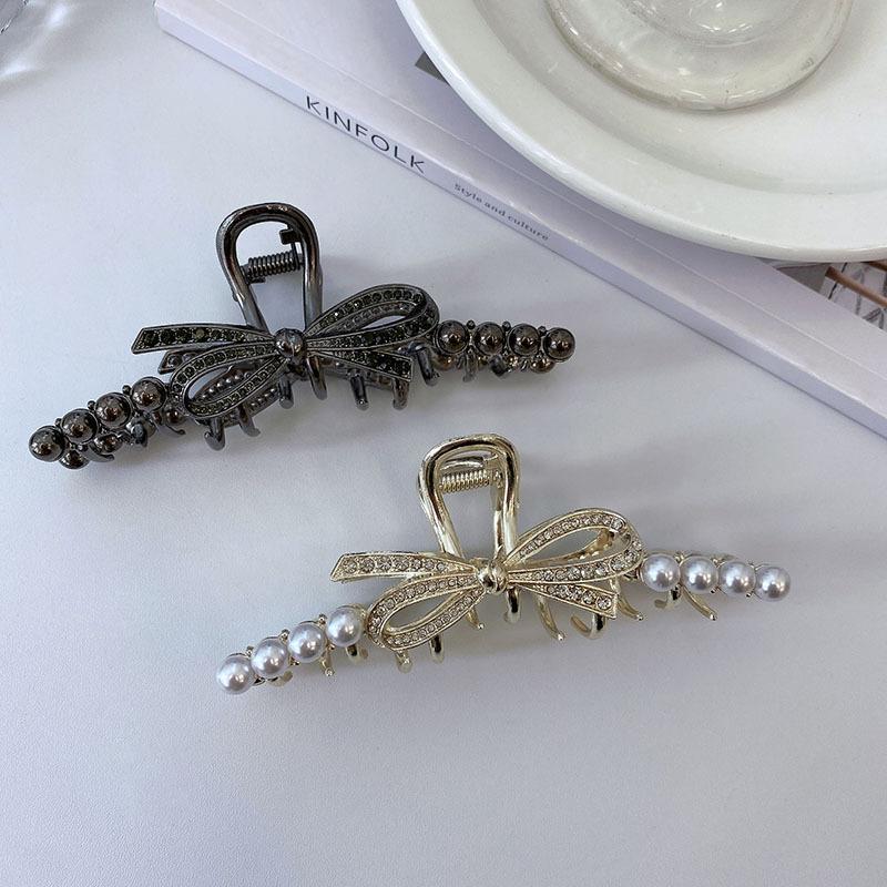 Металлический зажим с бантом для женской задней части головы, вьющихся волос, нишевого темперамента, заколка для волос, головной убор с зажимом в виде акулы