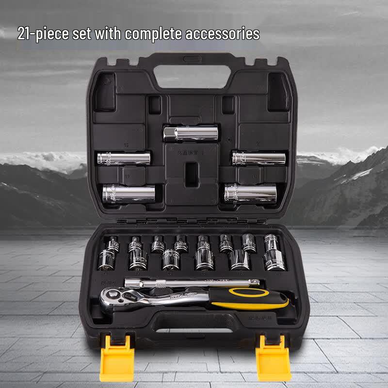 Deli 21-Piece 10mm Ratchet Wrench and Socket Set