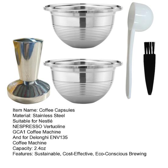 Многоразовые кофейные капсулы из нержавеющей стали для Nespresso VertuoPlus Заправляемые капсулы для машин VertuoLine Экономящие деньги кофейные капсулы