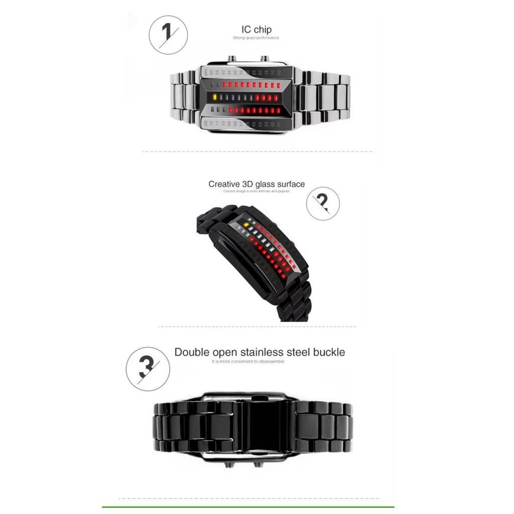 Светодиодные модные наручные часы Унисекс Мужские Женские Подарок Цифровой дисплей Лава Браслет из нержавеющей стали Армейские Спортивные Винтажные Ретро Повседневные