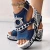 Stylish Women's Rhinestone Chain Sandals - Comfortable Slingback Peep Toe Wedges with Ankle Strap Buckle - Perfect for Summer Platform Fashion