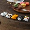 Japanese Style Underglaze Ceramic Cute Cat Chopstick Holder Tableware Restaurant Simple Oval Spoon Bracket Utensil For Kitchen