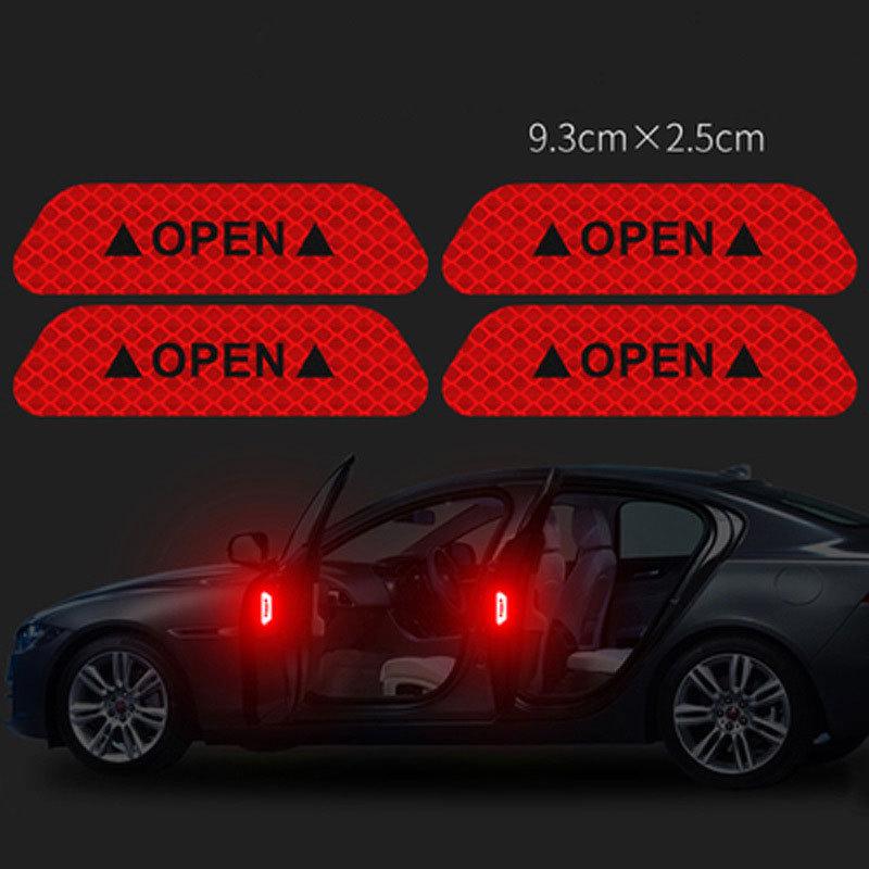 4 шт. Наклейка на дверь автомобиля OPEN Светоотражающая лента Предупреждающая наклейка KTY