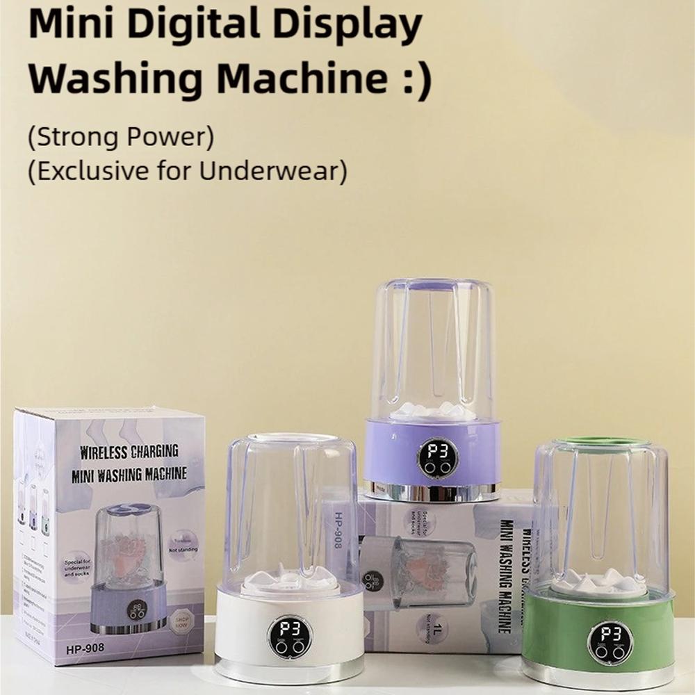 Cordless 1L Mini Washer USB Rechargeable 3000mAh 2-Speed Portable Washing Machine For Travel Socks Underwear Clothes Washing Cups