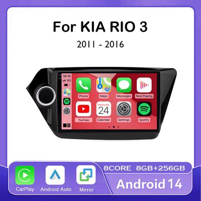 9-дюймовый Android 14 Carplay Auto для Kia RIO 3 2011 2012 2013 2014 2015 2016 Мультимедийный автомобильный радиоплеер Видео WIFI+4G DSP стерео