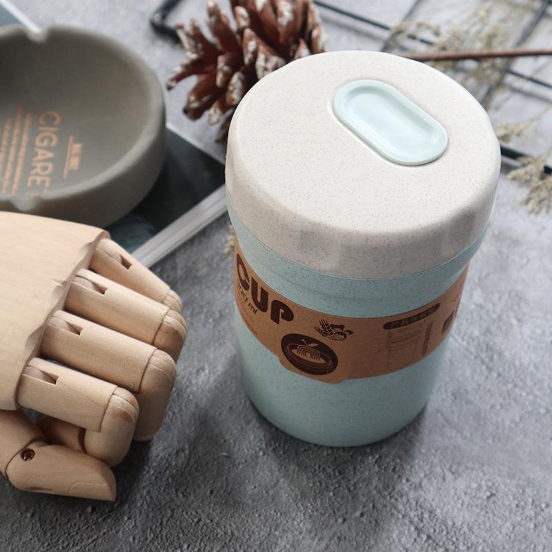 300 мл ланч-боксы для микроволновки, полезный материал, пшеничная солома, герметичная суповая чашка с крышкой, круглый пищевой контейнер, коробка для приготовления еды Bento