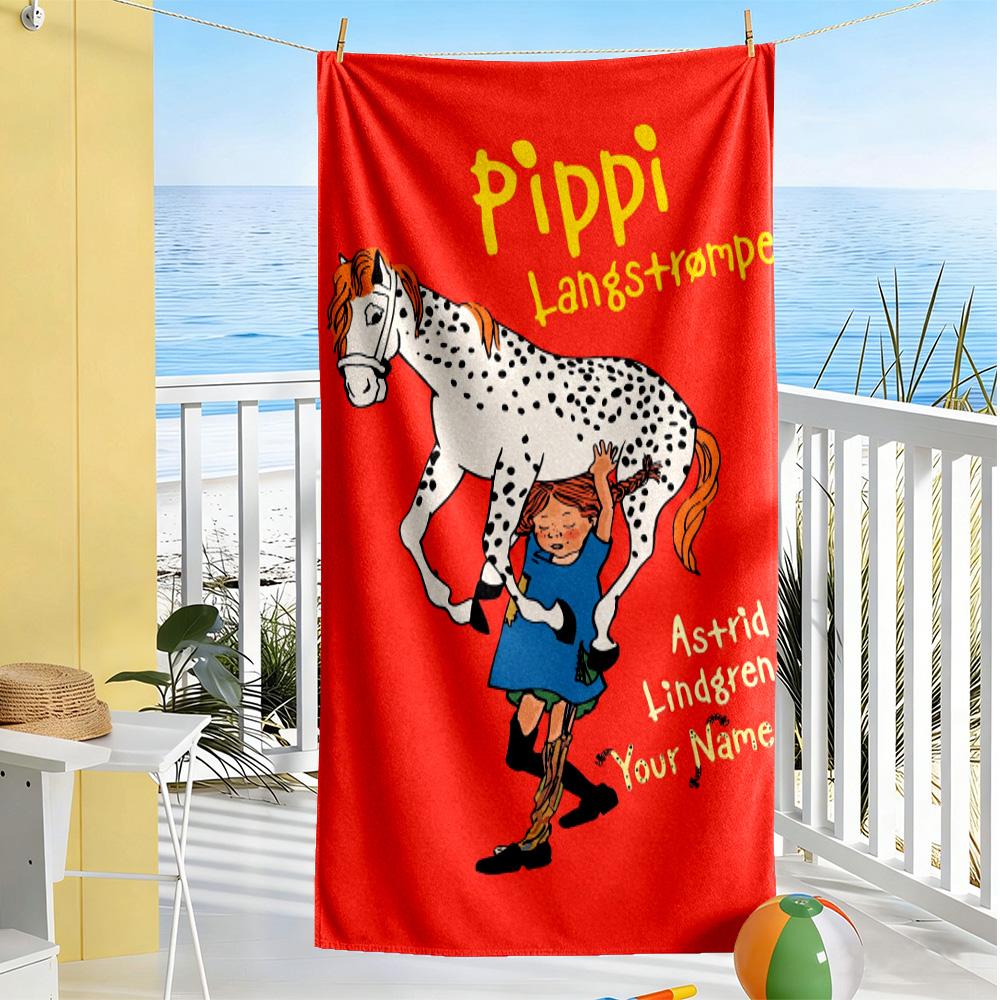Pippi Customized Name Beach Towel High Absorbency & Quick-Dry For Beach Bathroom Outdoor Swimming Pool Camping Picnic Yoga Diving Vacation Accessories