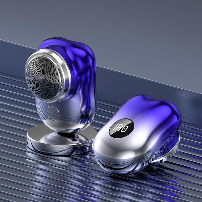 Светодиодная электрическая бритва, перезаряжаемая, маленькая, стальная, мужская, плавающая, с ножевой головкой, мини-бритва, нож для бороды