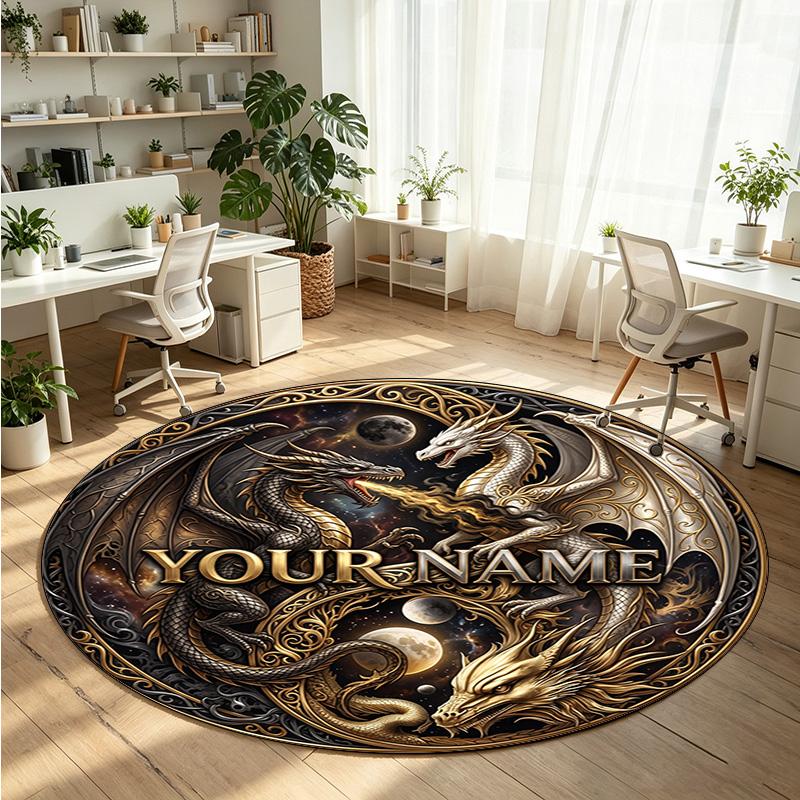 Mandala Ornament (298) Theme Round Crystal Velvet Rug Custom Name Text Personalized Floor Mat Home Decor Non Slip Crystal Carpet
