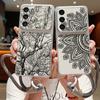 Кожаный чехол-шнурок с ретро-узором «Цветок Мандалы» для Samsung Galaxy A57 A37 A17 A56 A36 A26 A16 A55 A54 5G S21 FE S22 S23 S24 S25 Plus S26 Ultra