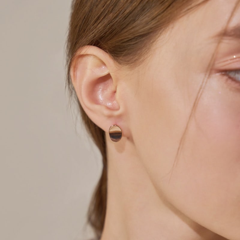Серьги-пусеты CRANNE 14K овальные с застежкой one-touch (Позолоченный) C24EGF154