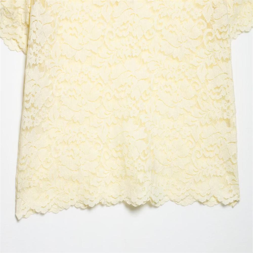 2025 Spring/Summer Women's Slim Fit Sexy Lace Top with Short Sleeves and Lapel