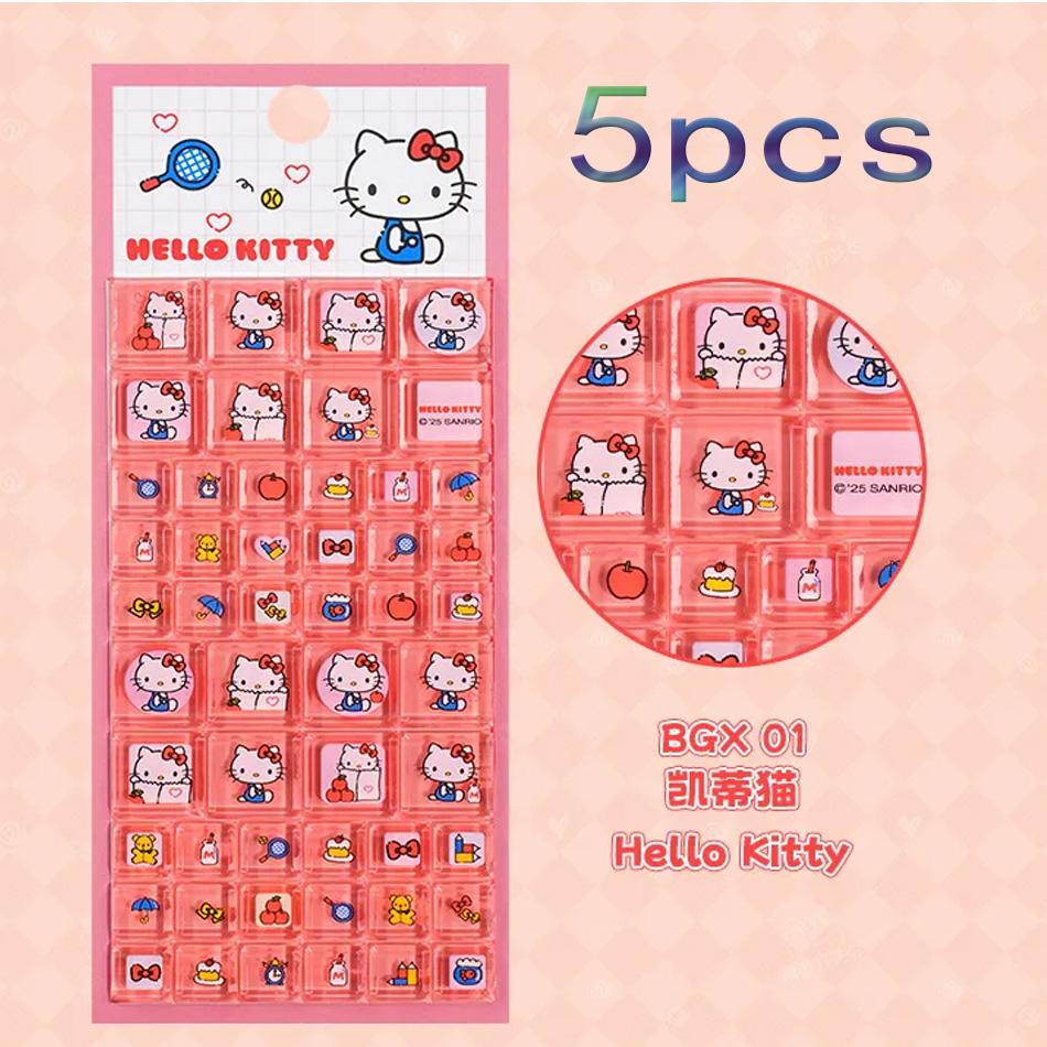 Sanrio Hello Kitty Cartoon 3D Square Stickers Anime Phone Laptop Luggage Decoration Creative DIY Rhinestone Decal Kids Toys Gift