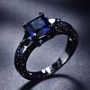 Hot Selling European and American Fashion Black Gold Diamond Set Square Diamond Set Couple Ring