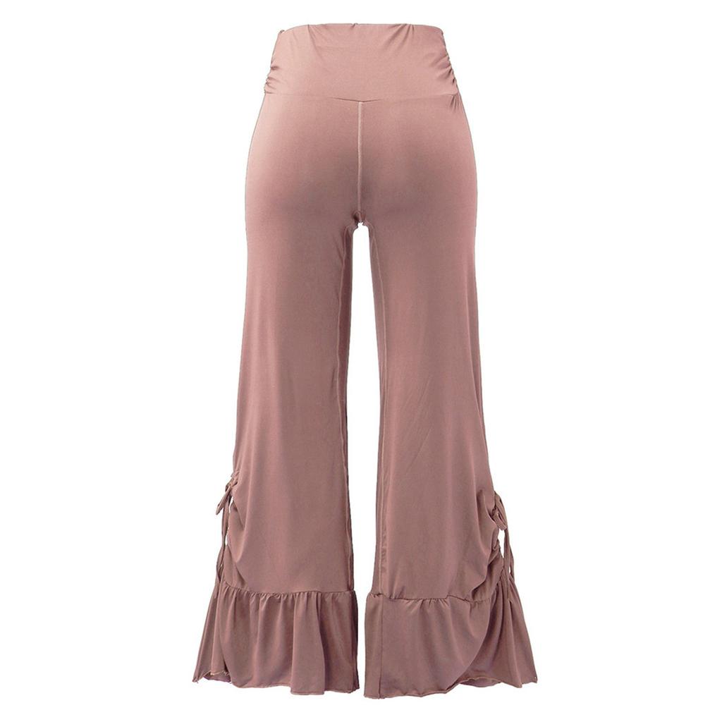 Женские летние широкие брюки, повседневные расклешенные брюки, эластичные брюки для йоги с высокой талией