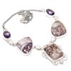 Silver Leaf Jasper, Amethyst 925 Sterling Silver Jewelry Necklace 18" R0v99