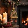 Wooden Holiday Door Decoration Christmas Hanging Sign, Decorative Wall Plaque with Hemp Rope, 2D Indoor Festive Fireplace Sign Flat Tree Pendant