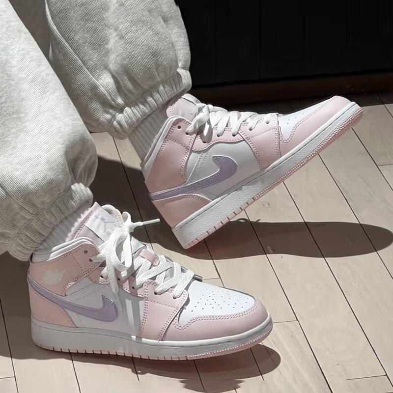 Детские кроссовки Air Jordan 1 Mid GS Pink Wash Violet-Frost White FD8780-601