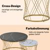 WF300416BAA) Modern Nesting Coffee Table, Coffee Table Set Marble Veneer Sofa Side Nest of Tables Round End Tables, Set of 2, Golden Color Frame