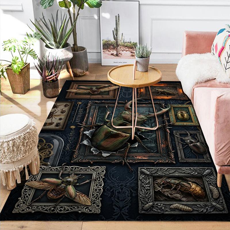 Insect Collection Pattern Rug Floor Mat for Living Room or Bedroom Soft and Comfortable Carpet a Gift for Birthday and Holiday.