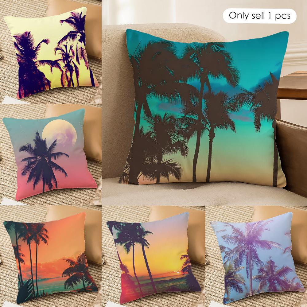 Tropical scenery Cushion Cover Soft Plush Fabric DoubleSided Printed Sofa Cushion Cover for All Seasons Home Decor Gift