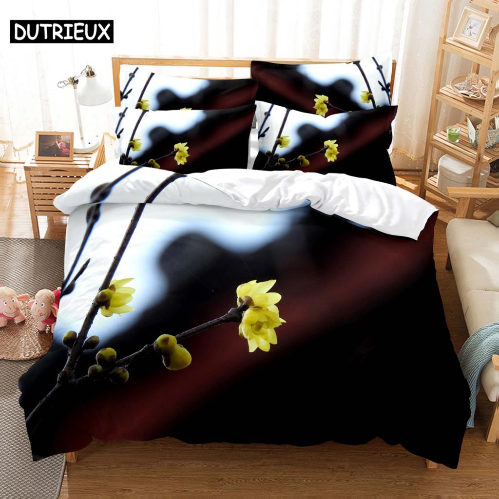 3D HD Flower Quilt Cover Pillow Case Rose Sunflower bed Set Linen Duvet Tulip King Queen Twin Single Double 3PCS 2PCS Textile