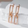 Kienl  Shiny Natural Zircon Square Long Earring For Women  Rose Gold Color Glossy Metal Accessories Trend Daily Jewelry