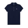 Polo T-Shirt Solid Color Logo Embroidery Polo Collar Casual Short Sleeve Kids Tops Navy-Blue 313573242-008