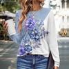 Женская одежда больших размеров Футболки с цветочным узором Весна Осень Длинный рукав 3D-печать Цветочный уличный стиль Женские повседневные топы