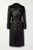 Genuine Lambskin Soft Leather Stylish Black Handmade Trench Coat Formal Overcoat