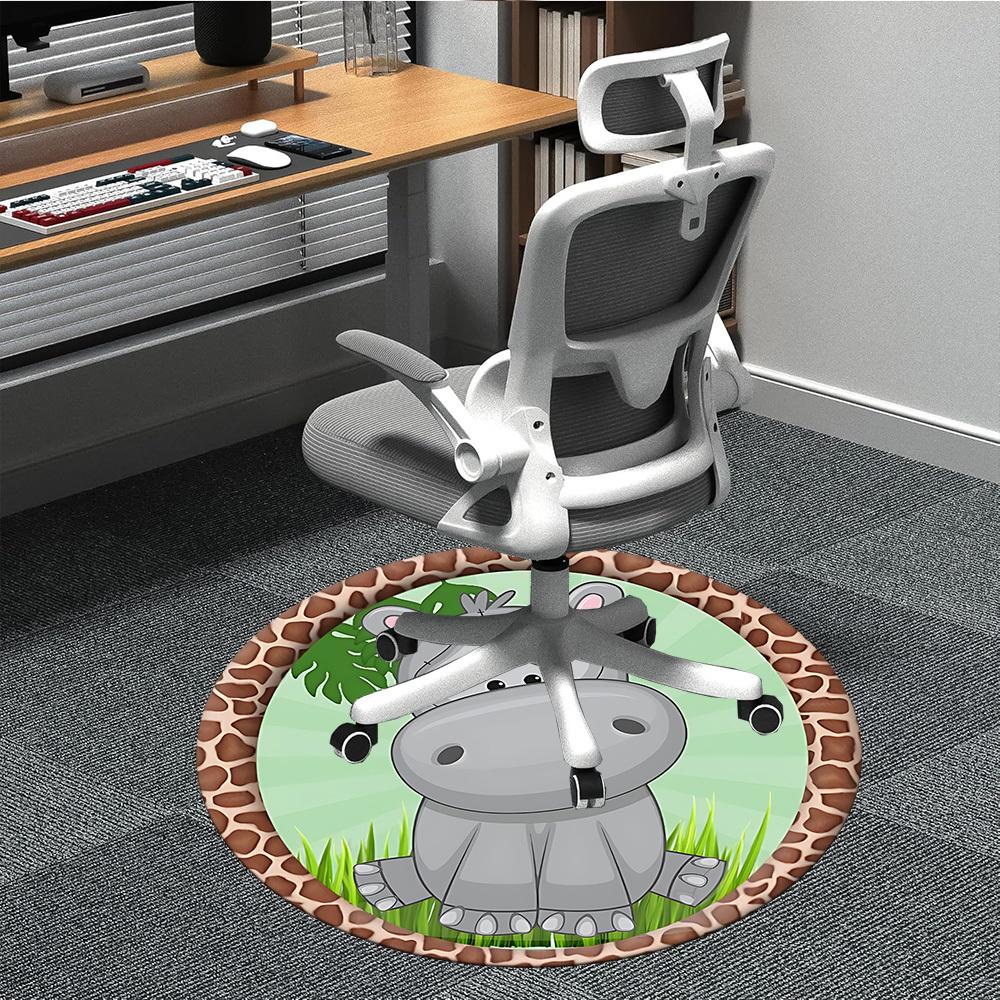 1pc Hippo Print Chair Carpet for Office, Non-slip, Soft and Durable Office Rug for Decoration, Perfect for Office yy251229198