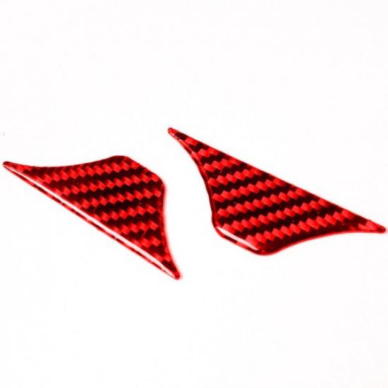 2xRed ABS Carbon Fiber Cup Holder Cover Trim Fit For Honda Civic Coupe 2013-2015