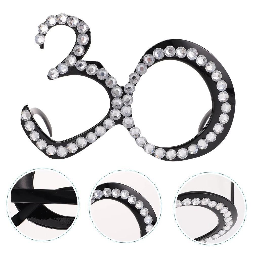 Rhinestone Birthday Number Rhinestone Glasses Funny Party Mask Party Sunglasses Unisex