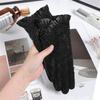 Женские перчатки из овчины с кружевом: Весна и Осень, Вождение, На улице, Защита от солнца, Тонкий корейский стиль, Сенсорный экран.